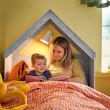 SLÄKT Sengetilbehør, husformet/grå