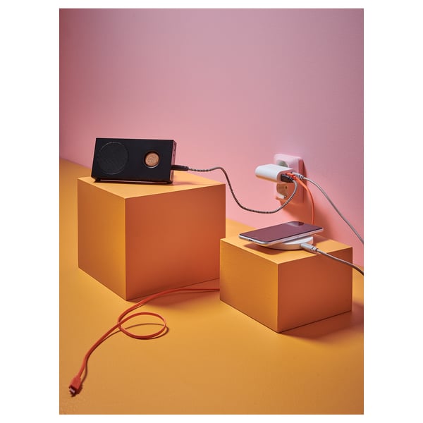 SMÅHAGEL USB-lader med 3 porter, hvit