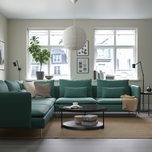 SÖDERHAMN Hjørnesofa, 6-seters, Kelinge gråturkis