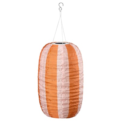 SOLVINDEN Taklampe, striper solcelledrevet/oransje rosa, 43 cm