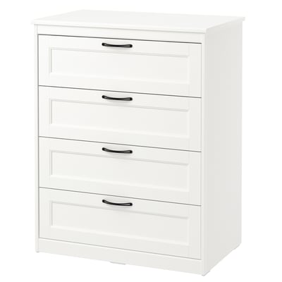 SONGESAND Kommode, 4 skuffer, hvit, 82x104 cm