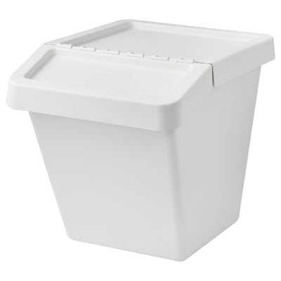 SORTERA Bøtte med lokk, hvit, 60 l