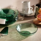 STRANDKRABBA Dyp tallerken, glass/grønn, 19 cm