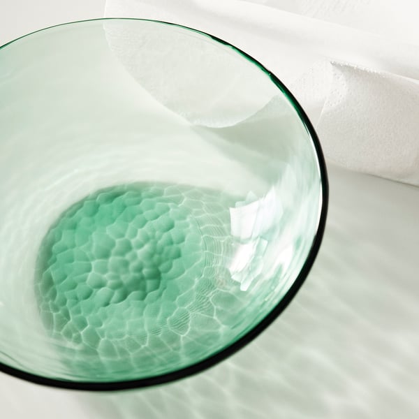 STRANDKRABBA Skål, glass/grønn, 15 cm