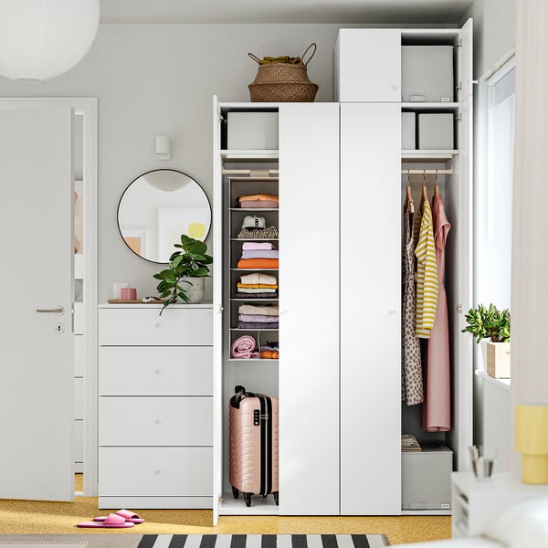 STUK Hengende oppbevaring med 7 rom, hvit/svart/grå, 30x30x90 cm