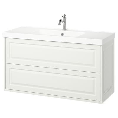 TÄNNFORSEN / ORRSJÖN Servantskap m skuffer/servant/kran, hvit, 122x49x69 cm