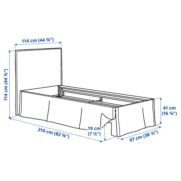 TÄRNKULLEN Polstret sengestamme, Vissle beige, 90x200 cm