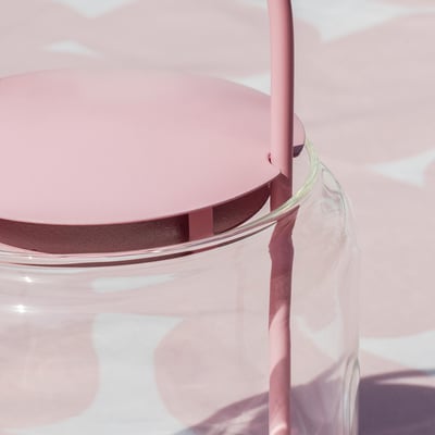 TOFSAND Lykt for telys, inne/utendørs, rosa, 21 cm