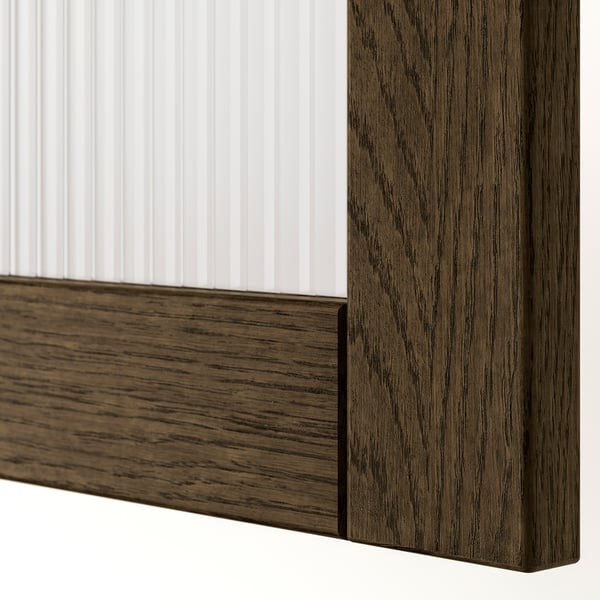 TONSTAD Dør med hengsler, brun/beiset eikefiner glass, 50x229 cm