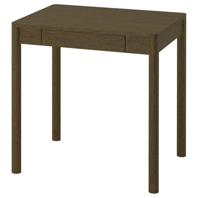 TONSTAD Skrivebord, brun beiset eikefiner, 75x60 cm
