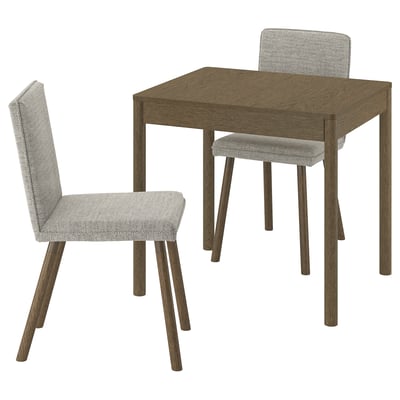 TONSTAD / TONSTAD Bord og 2 stoler, brun eikefiner/Viarp beige/brun brun eikemønstret, 80/120x70 cm