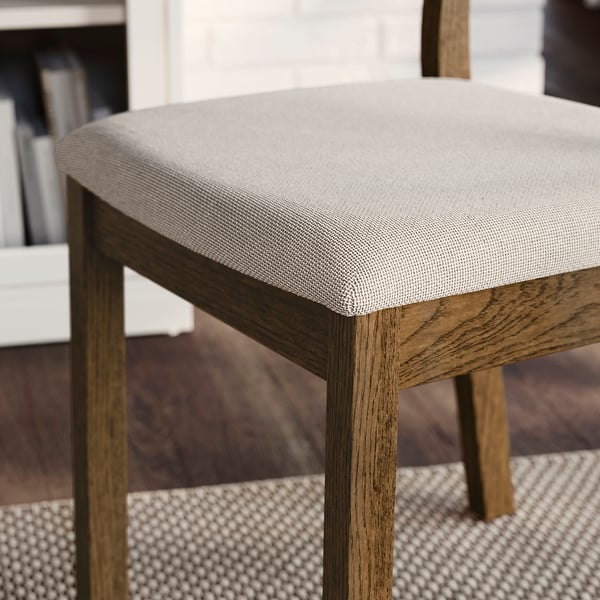 TONSTAD / TONSTAD Bord og 4 stoler, brun eikefiner/brun eikemønstret Fridtuna lys beige, 150x80 cm