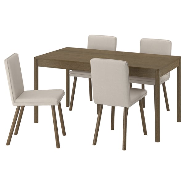 TONSTAD / TONSTAD Bord og 4 stoler, brun eikefiner/Fridtuna lys beige brun eikemønstret, 150x80 cm