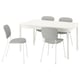 TONSTAD / VIHALS Bord og 4 stoler, offwhite/hvit Tibbleby beige/grå, 140/196x85 cm