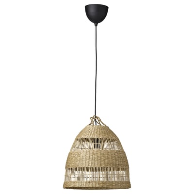 TORARED / HAVSDJUP Taklampe, håndlaget myrull/svart, 36 cm