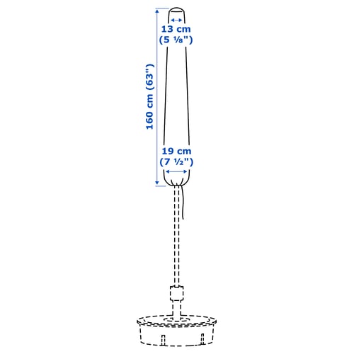 TOSTERÖ Trekk til parasoll, svart, 160 cm