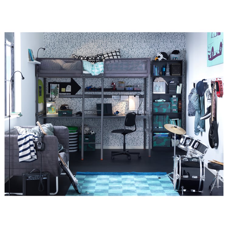 TUFFING Loftseng, mørk grå, 90x200 cm IKEA