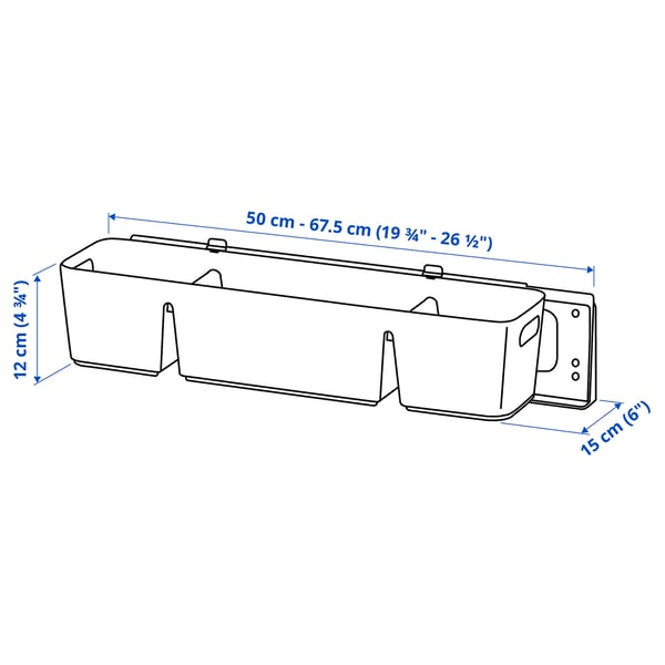 UPPDATERA Kasse med glider, antrasitt, 50x15x12 cm