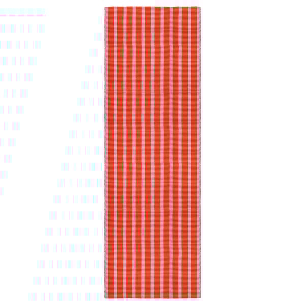 VÄGSKYLT Teppe, flatvevd, rosa/oransje, 80x250 cm