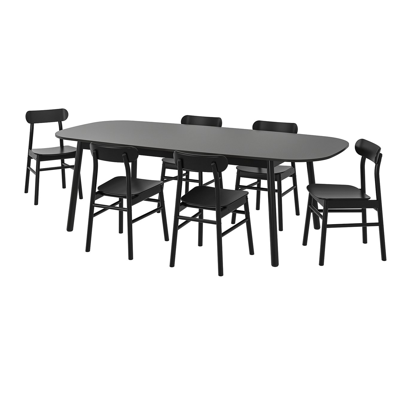 VEDBO / RÖNNINGE Bord og 6 stoler - svart, svart - IKEA