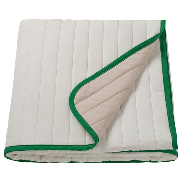 VETEJORDFLY Sengeteppe, hvit/beige, 160x250 cm