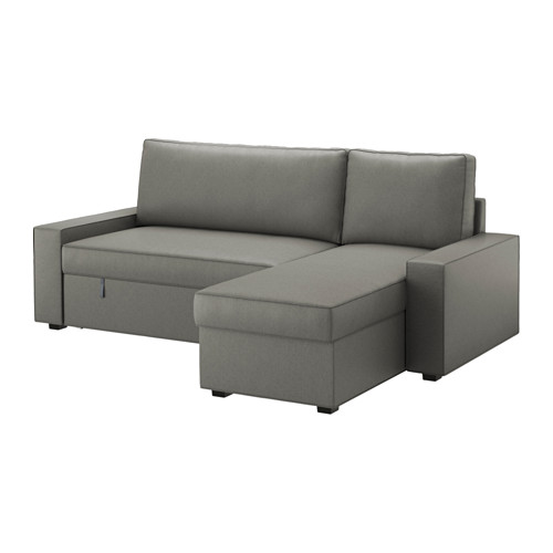 VILASUND Sovesofa m sjeselong - Borred grågrønn - IKEA