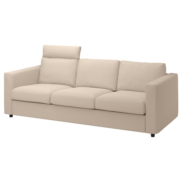 VIMLE Trekk til 3-seters sofa, med nakkestøtte/Hallarp beige