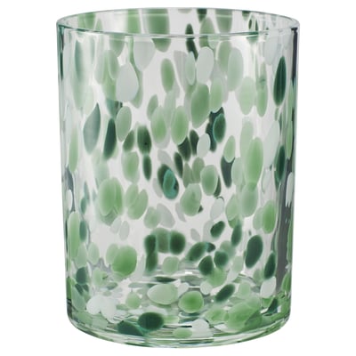 VINDSTILLA Lysholder, prikkete/grønn, 15 cm