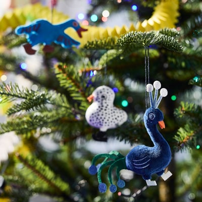 VINTERFINT Juletrepynt, 3 stk., fugler/flere farger