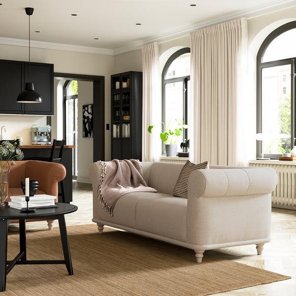 VISKAFORS 2-seters sofa, Lejde lys beige/bjørk