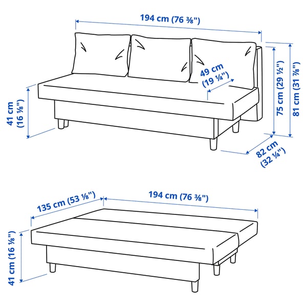 ÄLVDALEN 3-seat sofa-bed, Knisa dark grey