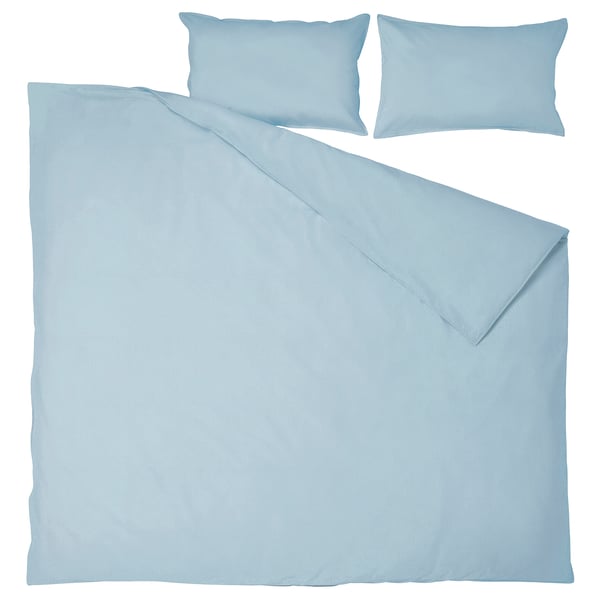ÄNGSLILJA Duvet cover and 2 pillowcases, blue-grey, 240x220/50x80 cm