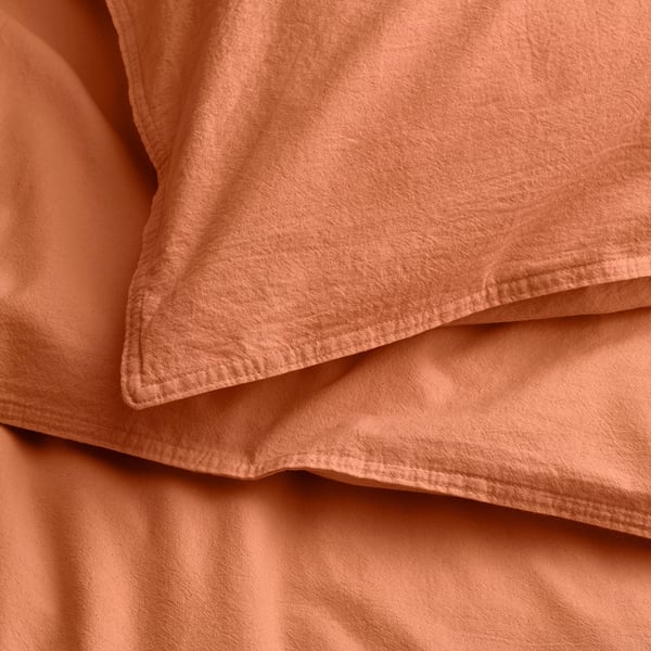 ÄNGSLILJA Duvet cover and 2 pillowcases, red-brown, 240x220/50x80 cm