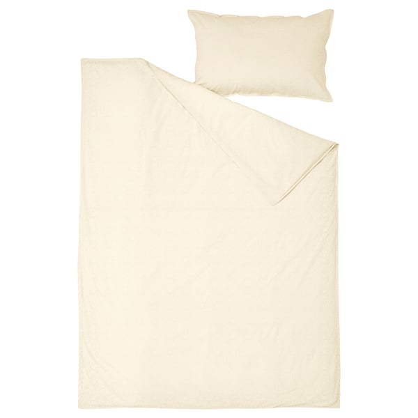 ÄNGSLILJA Duvet cover and pillowcase, natural, 150x200/50x80 cm