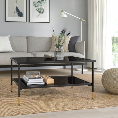 ÄSPERÖD Coffee table, black/glass black, 96x58 cm