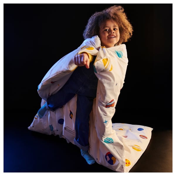 AFTONSPARV Duvet cover and pillowcase, space/multicolour, 150x200/50x80 cm