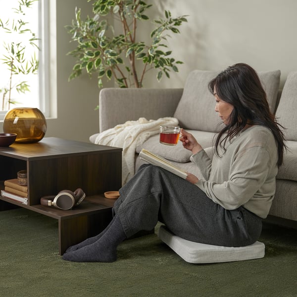 ÅKERVINDEFLY Chair cushion, beige, 39/35x37x5 cm