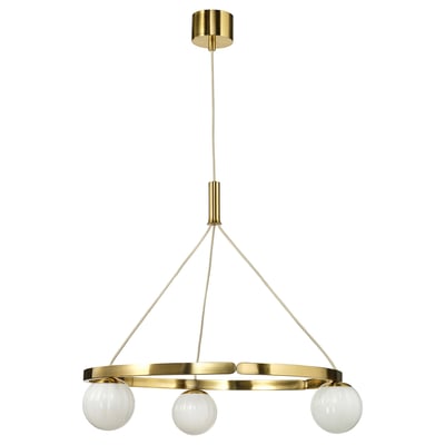 AKTERSPRING Pendant lamp, opal white glass/brass-plated, 73 cm