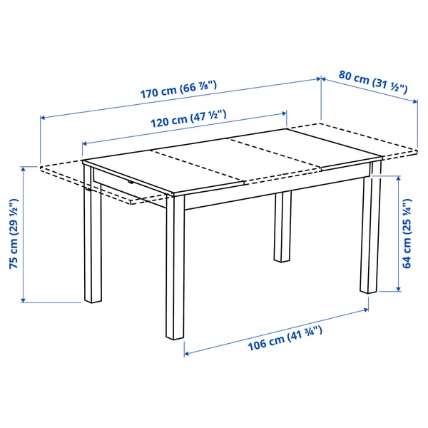 ÅLHULT Extendable table, black/brown, 120/170x80 cm
