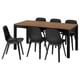 ÅLHULT / ODGER Table and 6 chairs, black/brown/anthracite, 170x80 cm