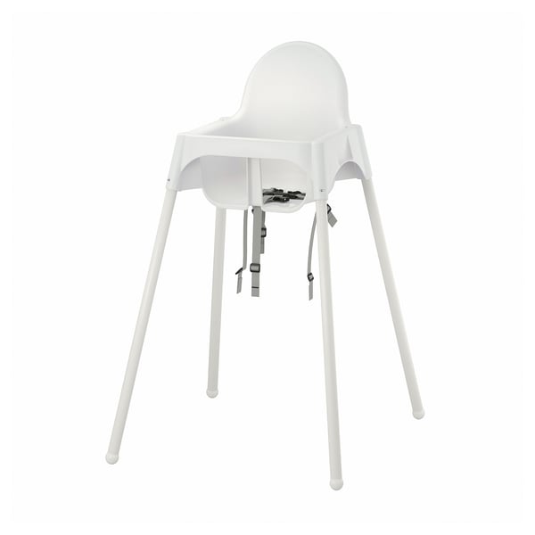 ANTILOP Highchair with safety belt, white/white