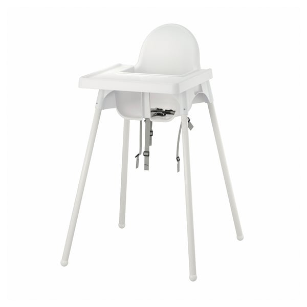 ANTILOP Highchair with tray, white/white