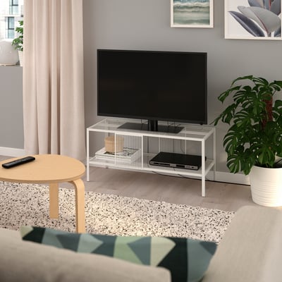 BAGGEBO TV bench, metal/white, 90x35x40 cm