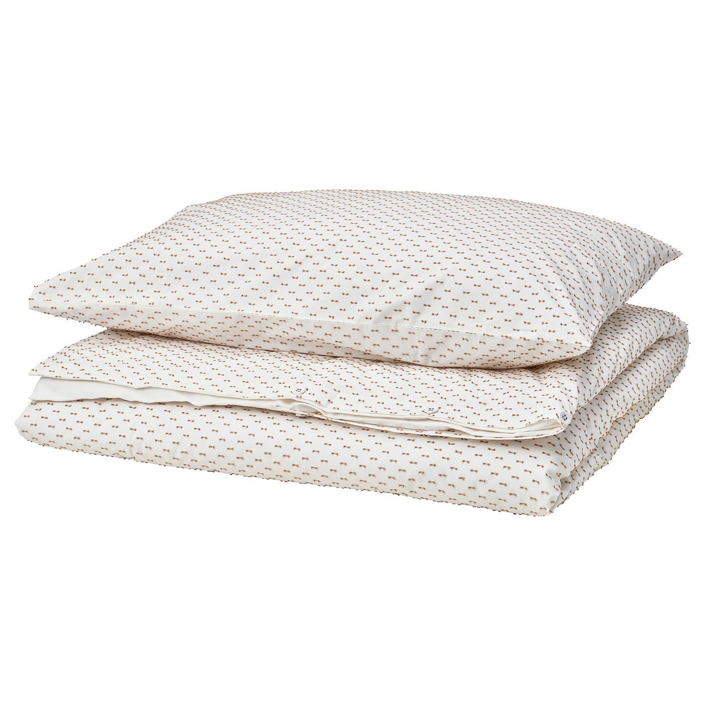 Two beige and white patterned BANDKNIPPE duvet covers, neatly stacked, woven cotton.