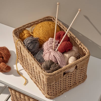 BEKNA Basket, plastic rattan, 25x35x20 cm