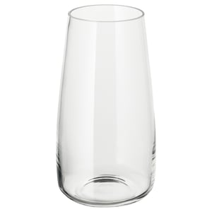 BERÄKNA clear glass vase, cylindrical shape, pristine look.