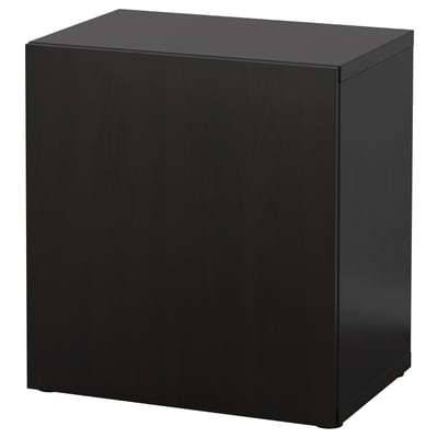 Black square storage unit, modern minimalist design, flat surfaces, sturdy black finish.