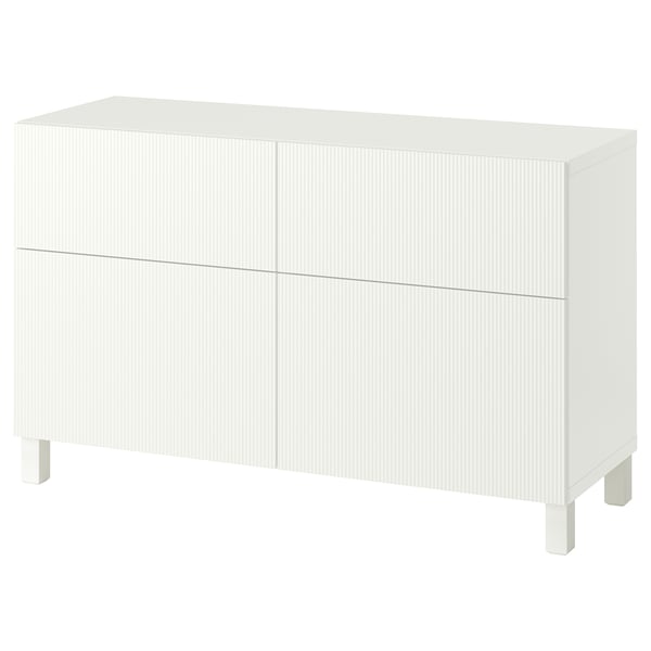 BESTÅ Storage combination w doors/drawers, Förvaltare white/Stubbarp white, 120x42x74 cm