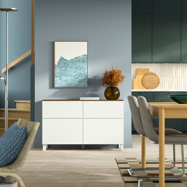 BESTÅ Storage combination w doors/drawers, white/Förvaltare white, 120x42x75 cm