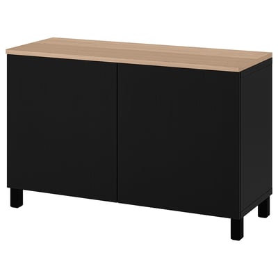 BESTÅ Storage combination with doors, black-brown/Lappviken/Stubbarp black-brown, 120x42x76 cm